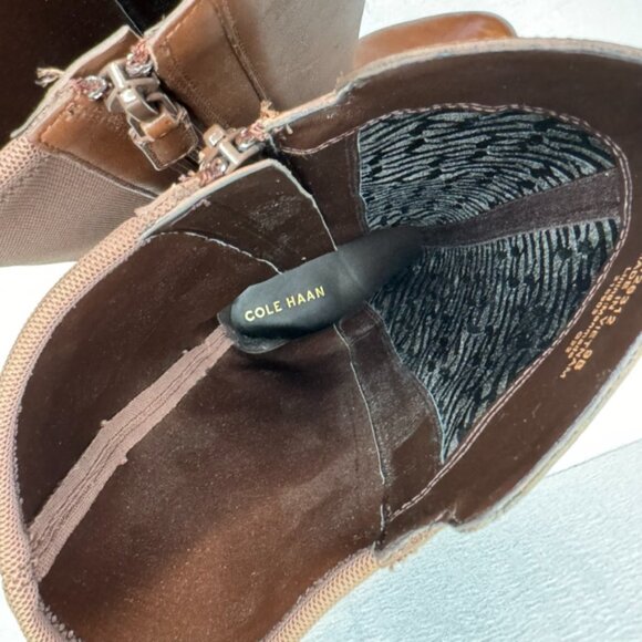 Cole Haan Noelle Riding Boots Brown Leather Side Zip Knee high Size 9 B - Picture 14 of 16